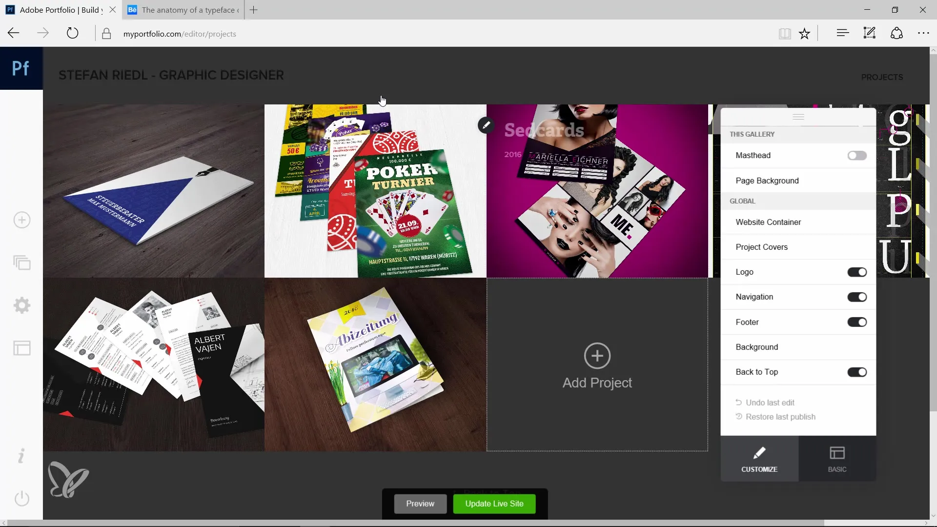 Designs nemt offentliggøre med Adobe Portfolio