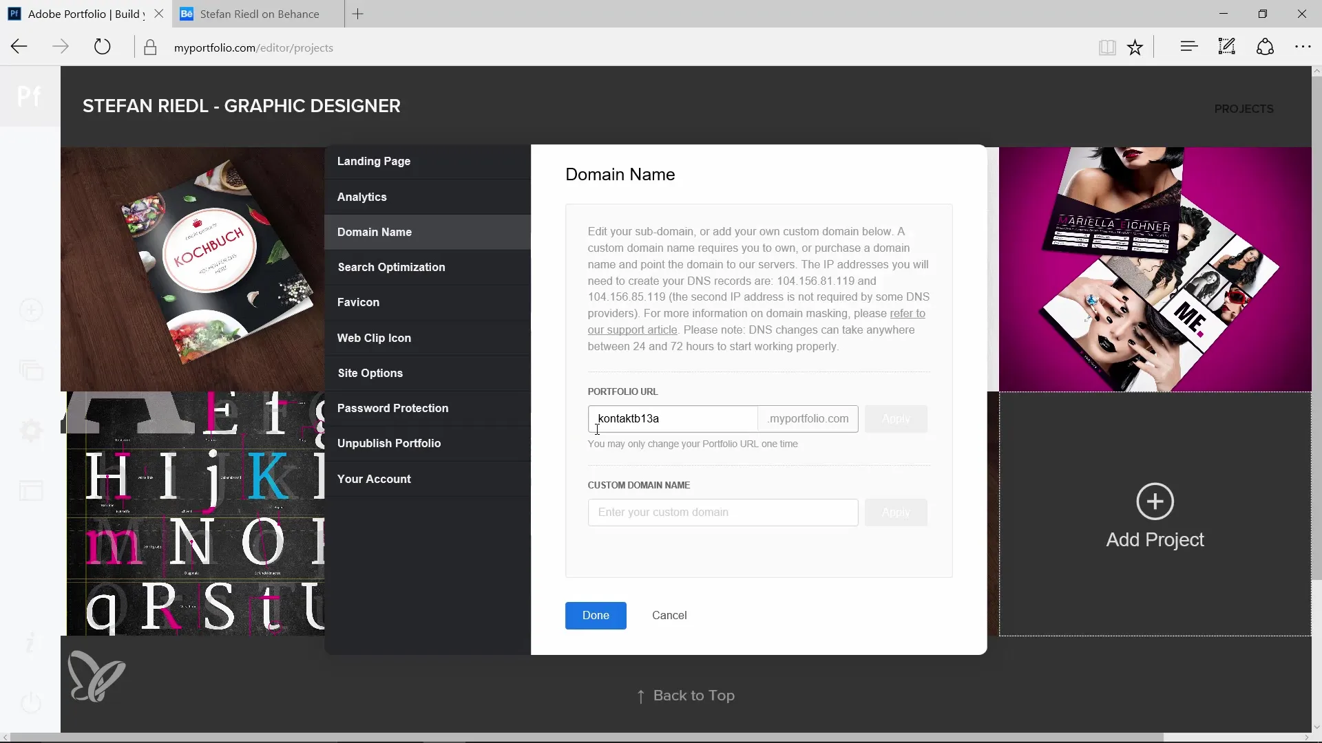 Designs nemt offentliggøre med Adobe Portfolio