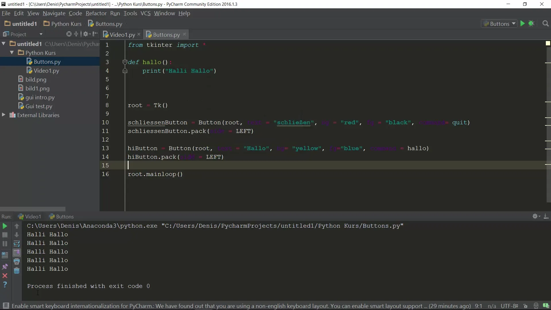 Criar uma interface de usuário com botões em Python