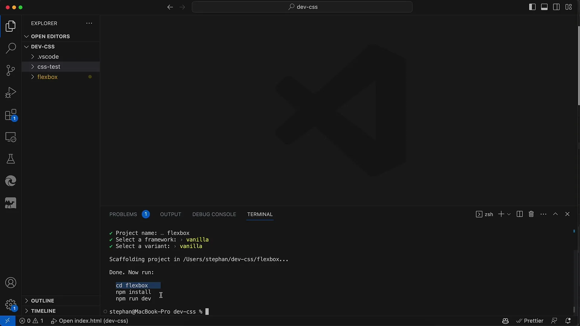 Flexboks i CSS & HTML: Oppsett av det initielle prosjektet