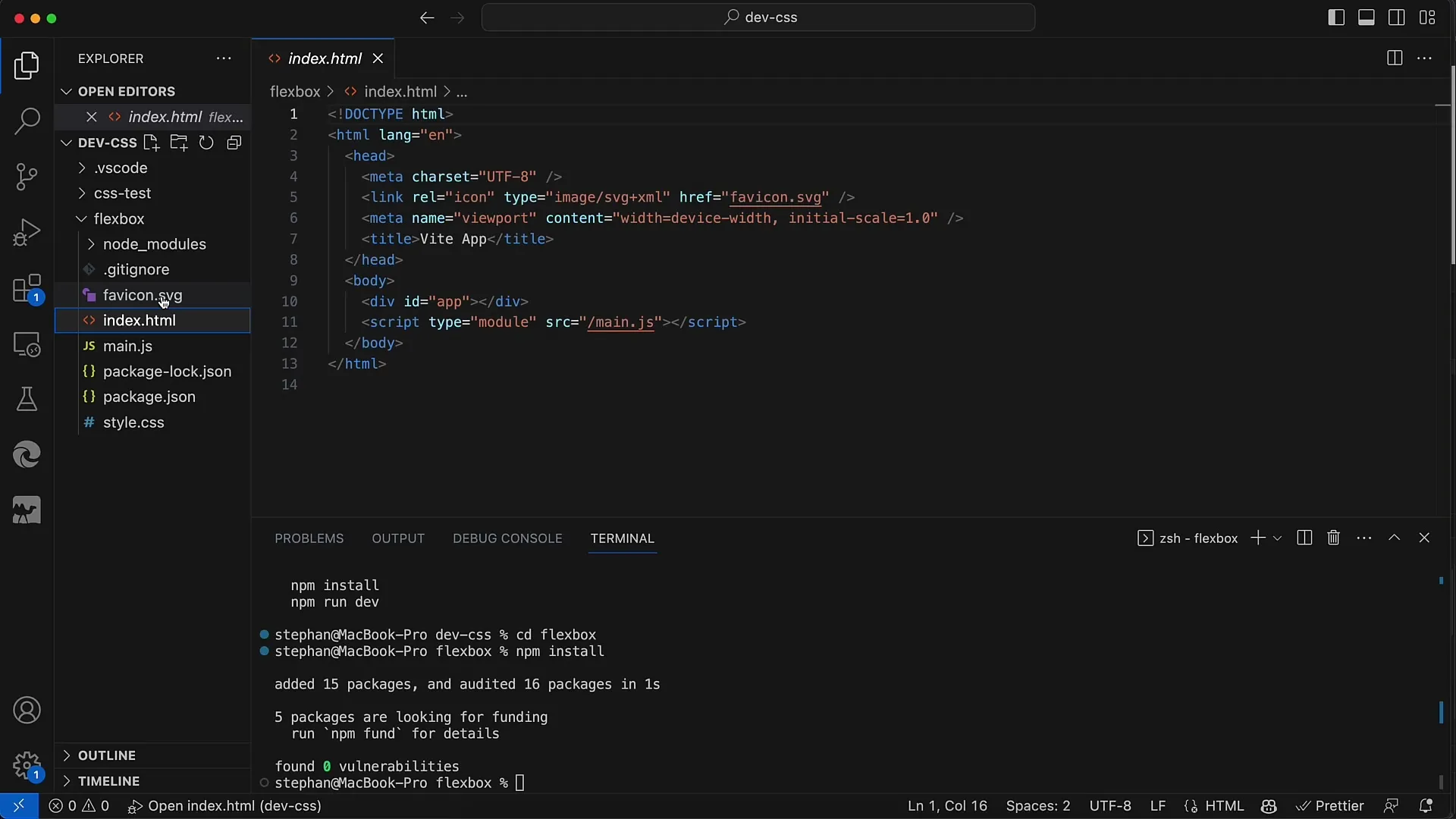Flexbox i CSS og HTML: Opprette det innledende prosjektet