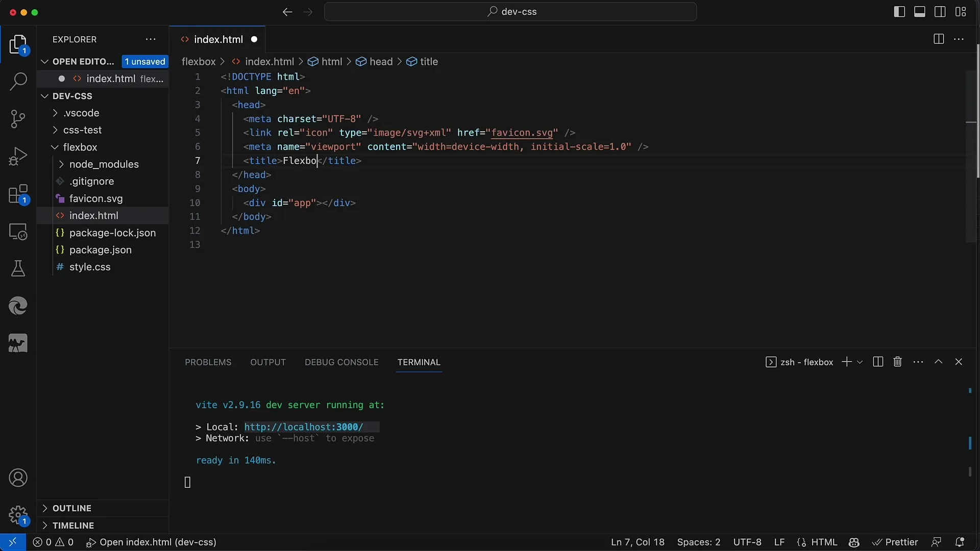 Flexboks i CSS og HTML: Oppsett av det første prosjektet