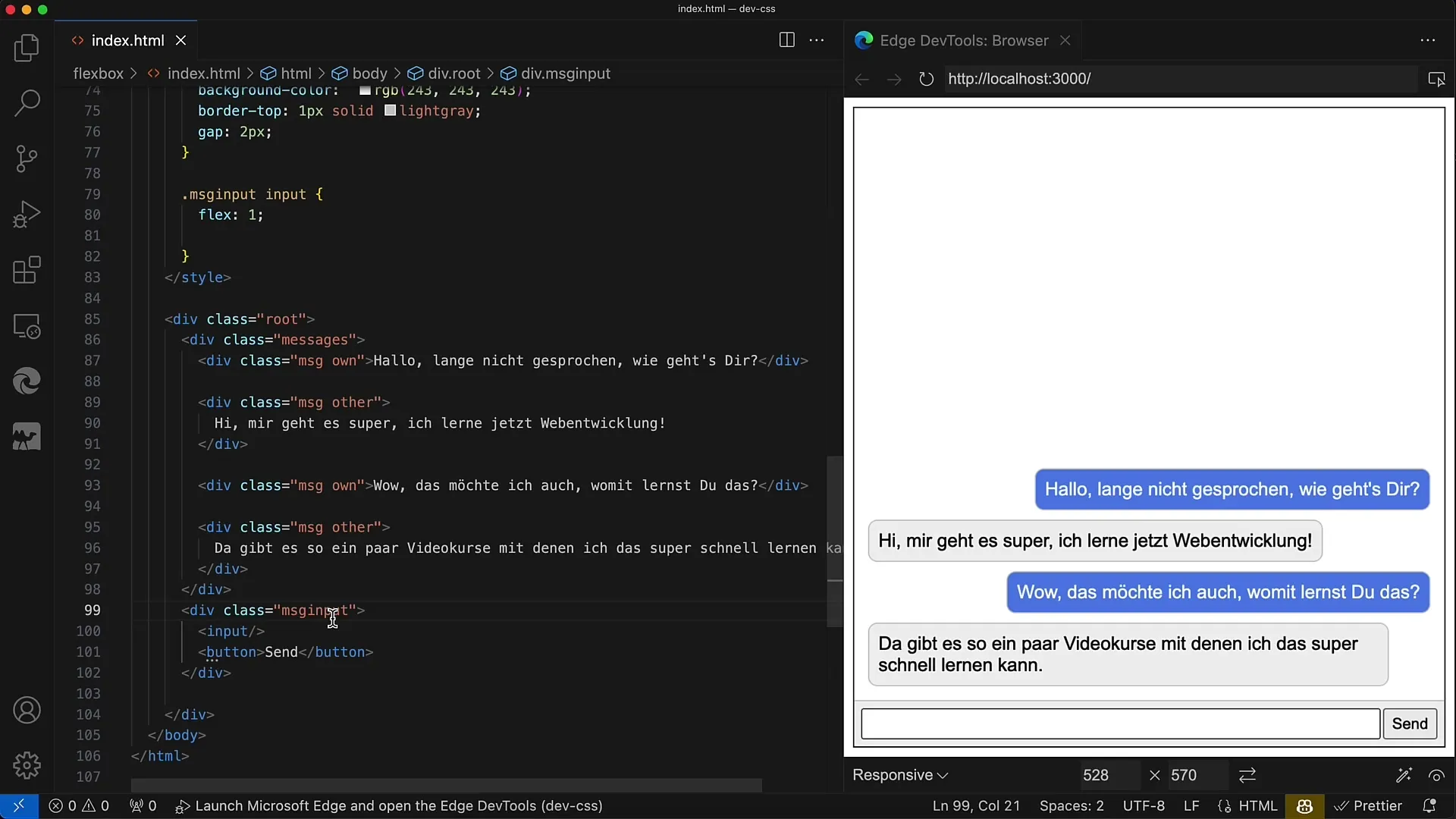 Flexbox no layout do chat: Um guia estruturado para chats simples usando Flexbox