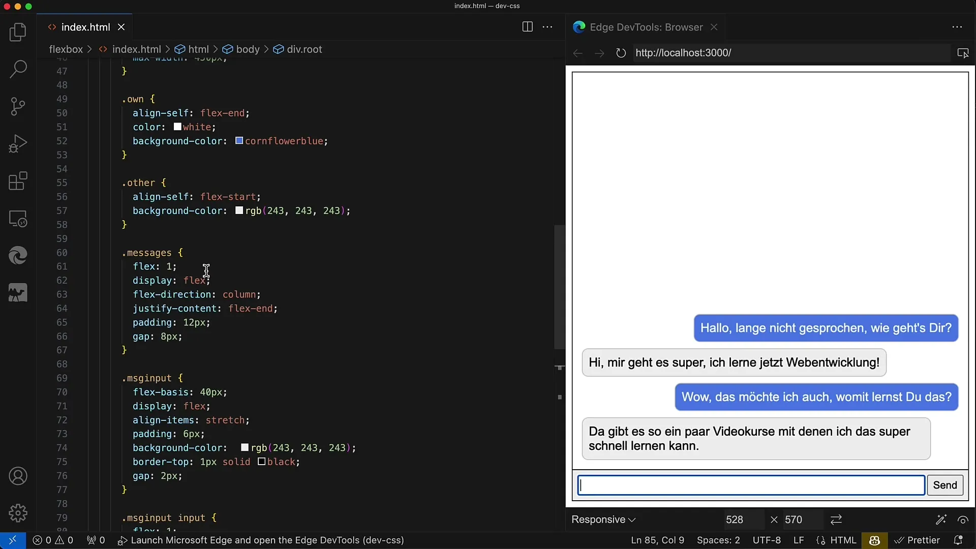 Flexbox no layout do chat: Um guia estruturado para chats simples com Flexbox