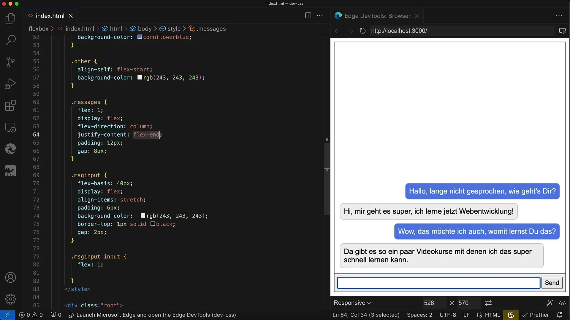Flexbox no layout do chat: Um guia estruturado para chats simples com Flexbox