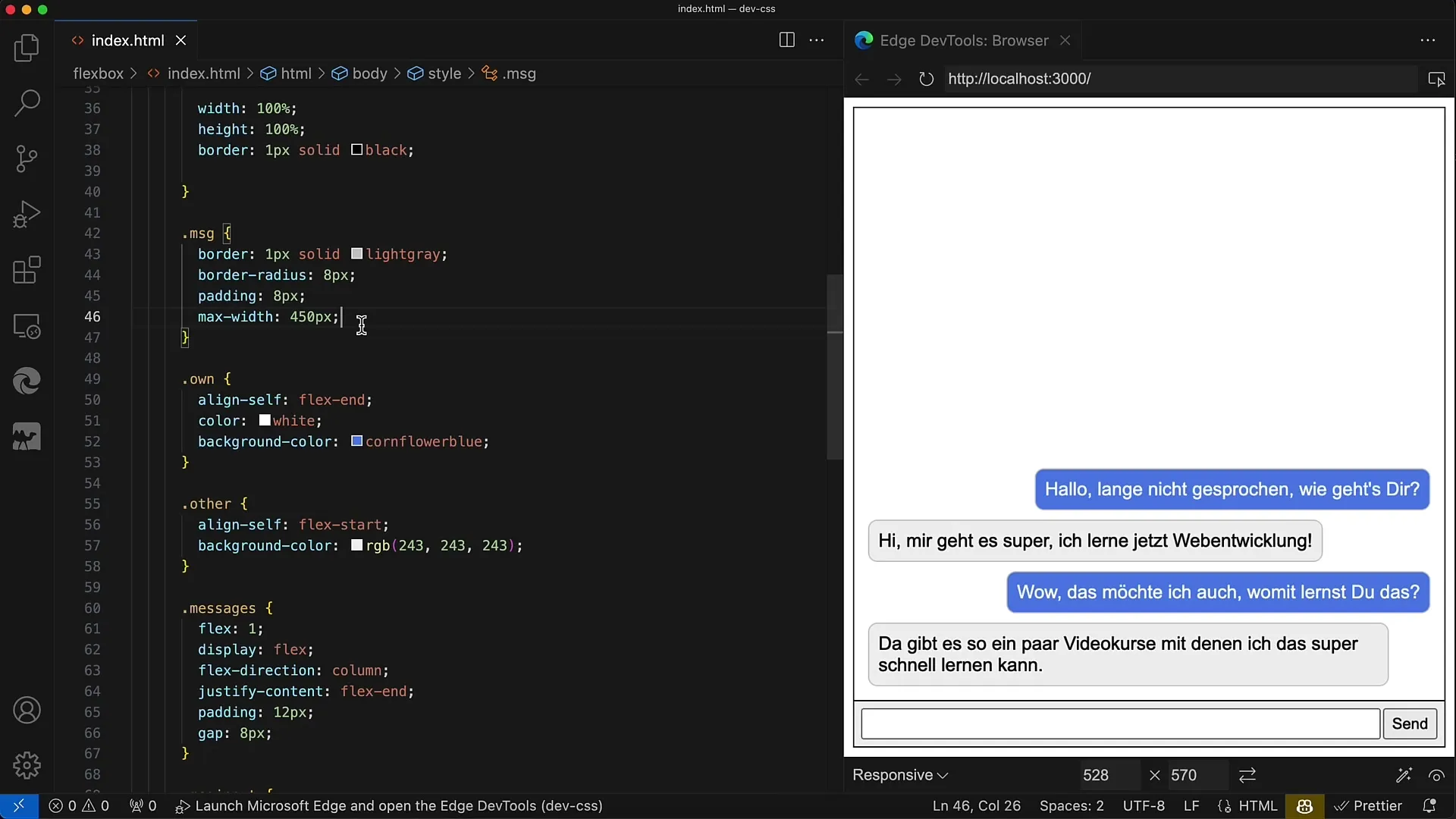Flexbox no layout do chat: Um guia estruturado para chats simples com Flexbox