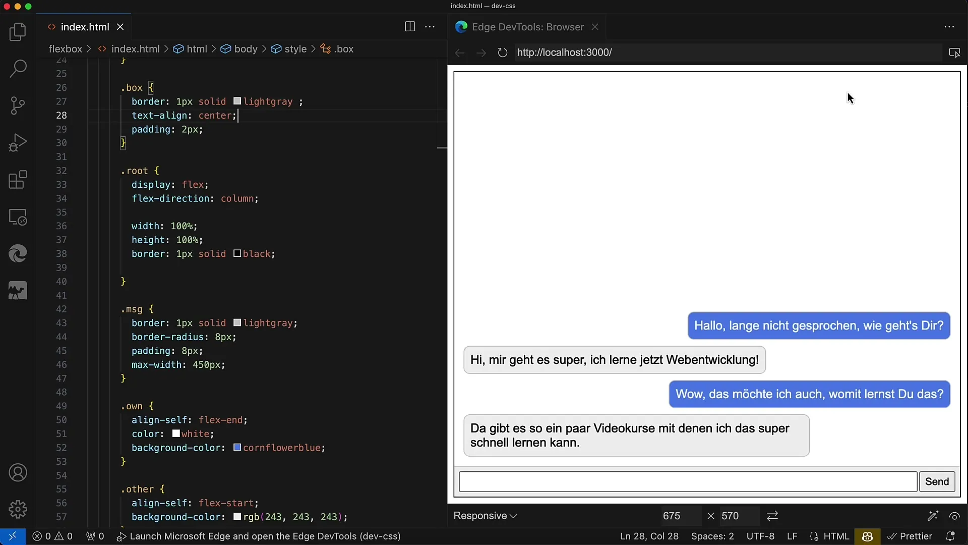 Flexbox no layout do chat: Um guia estruturado para chats simples com Flexbox