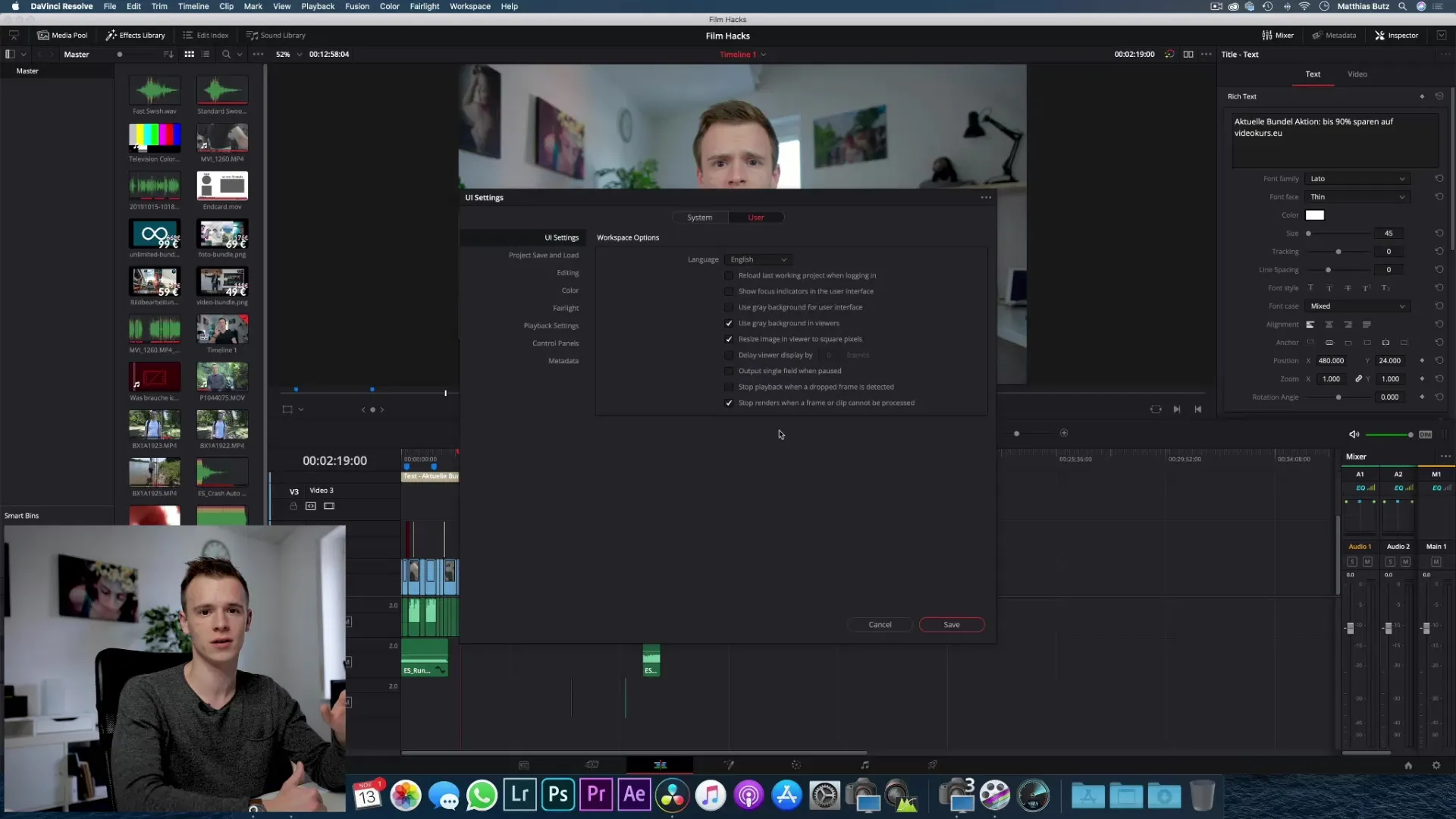 DaVinci Resolve: Omgaan met de Engelse gebruikersinterface DaVinci Resolve: Omgaan met de Engelse gebruikersinterface