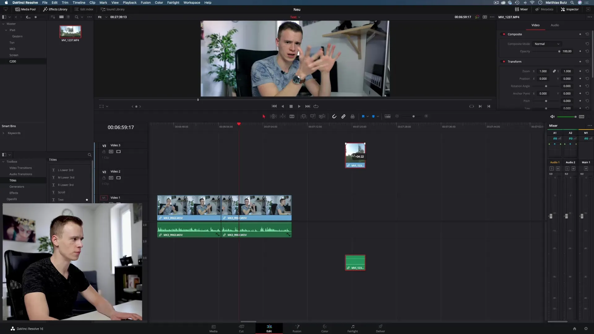 Efficiënt werken met niveaus in DaVinci Resolve Efficiënt werken met lagen in DaVinci Resolve