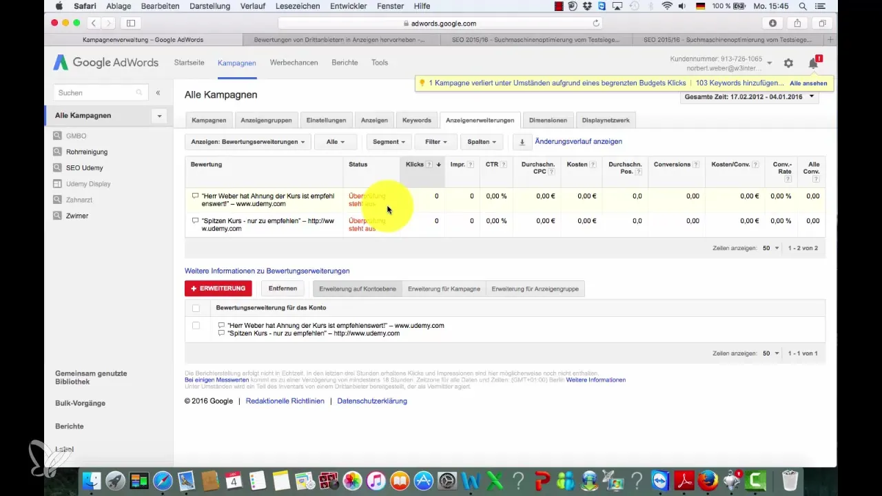 Vurderingserweitering i Google AdWords – Øge kundetillid Evalueringserhvervelse i Google AdWords – Øge kundetillid