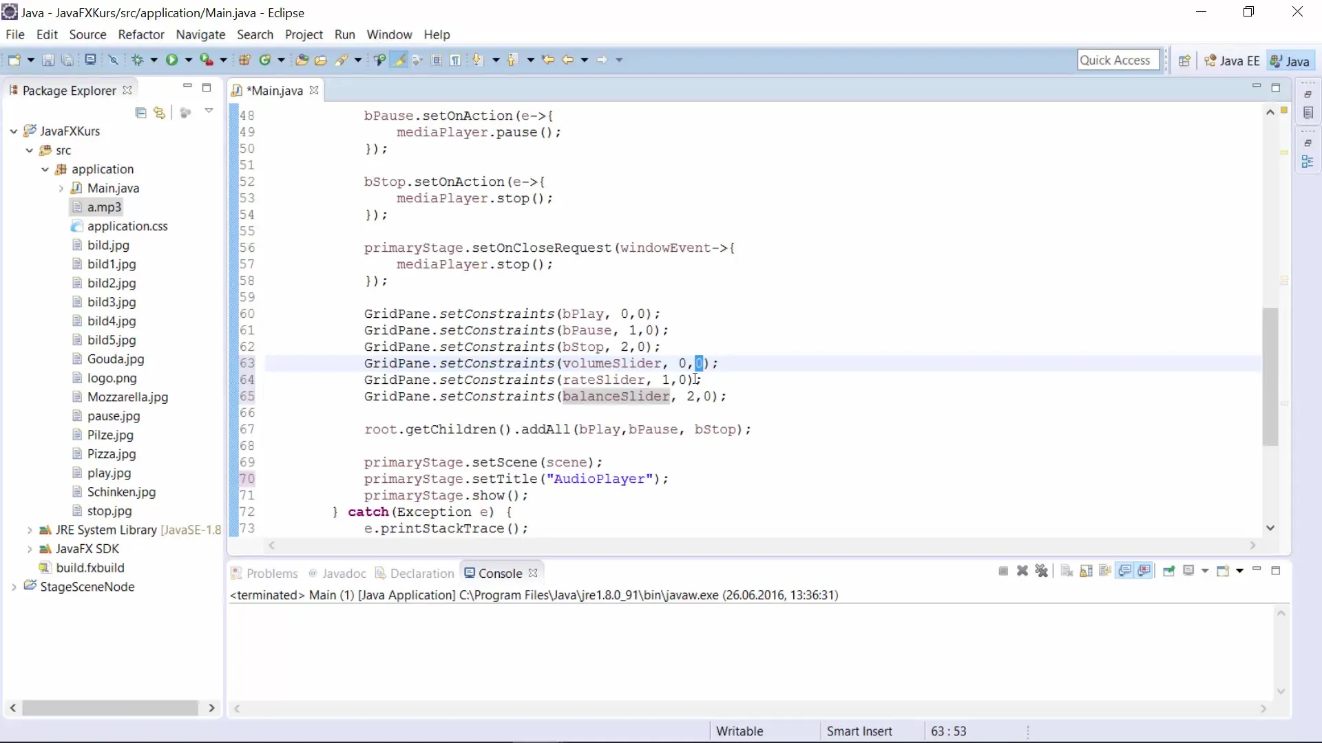 Ajustement des propriétés du lecteur multimédia avec JavaFX Ajustement des propriétés du lecteur multimédia avec JavaFX