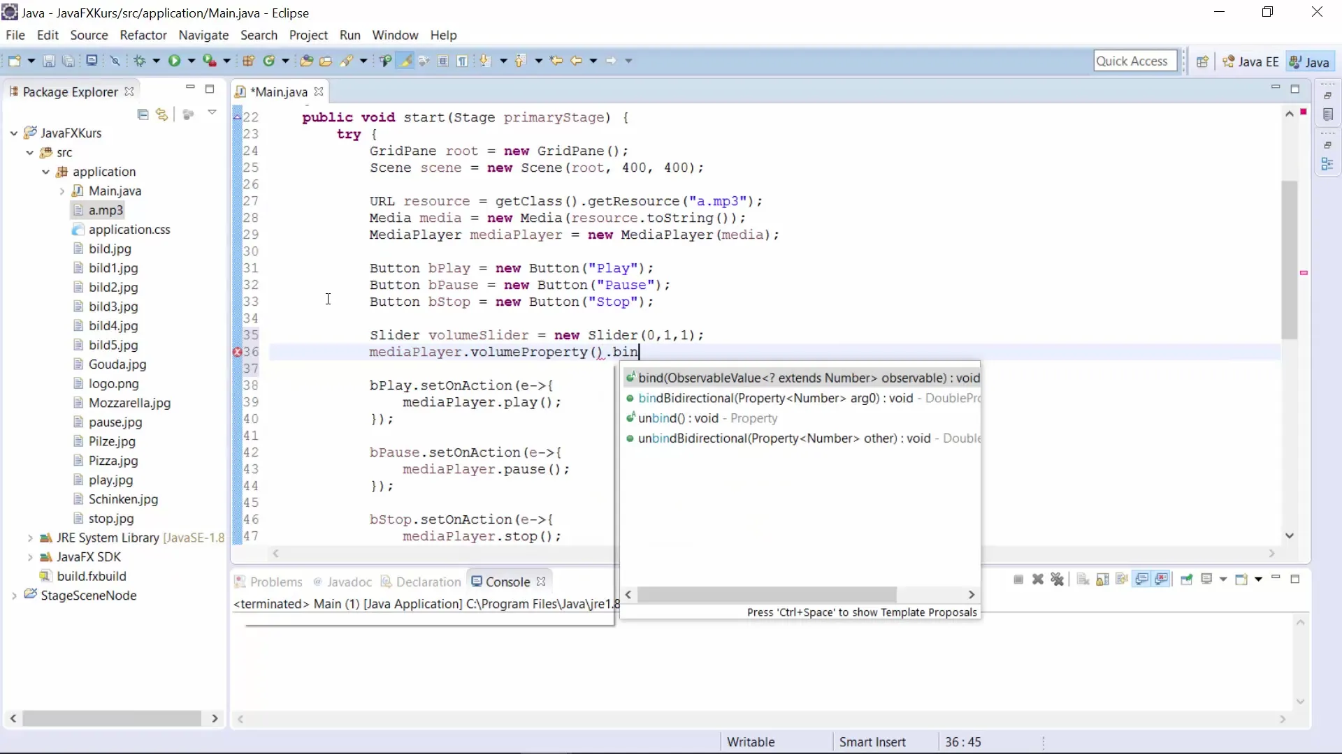 Ajustement des propriétés du lecteur multimédia avec JavaFX Ajustement des propriétés du lecteur multimédia avec JavaFX