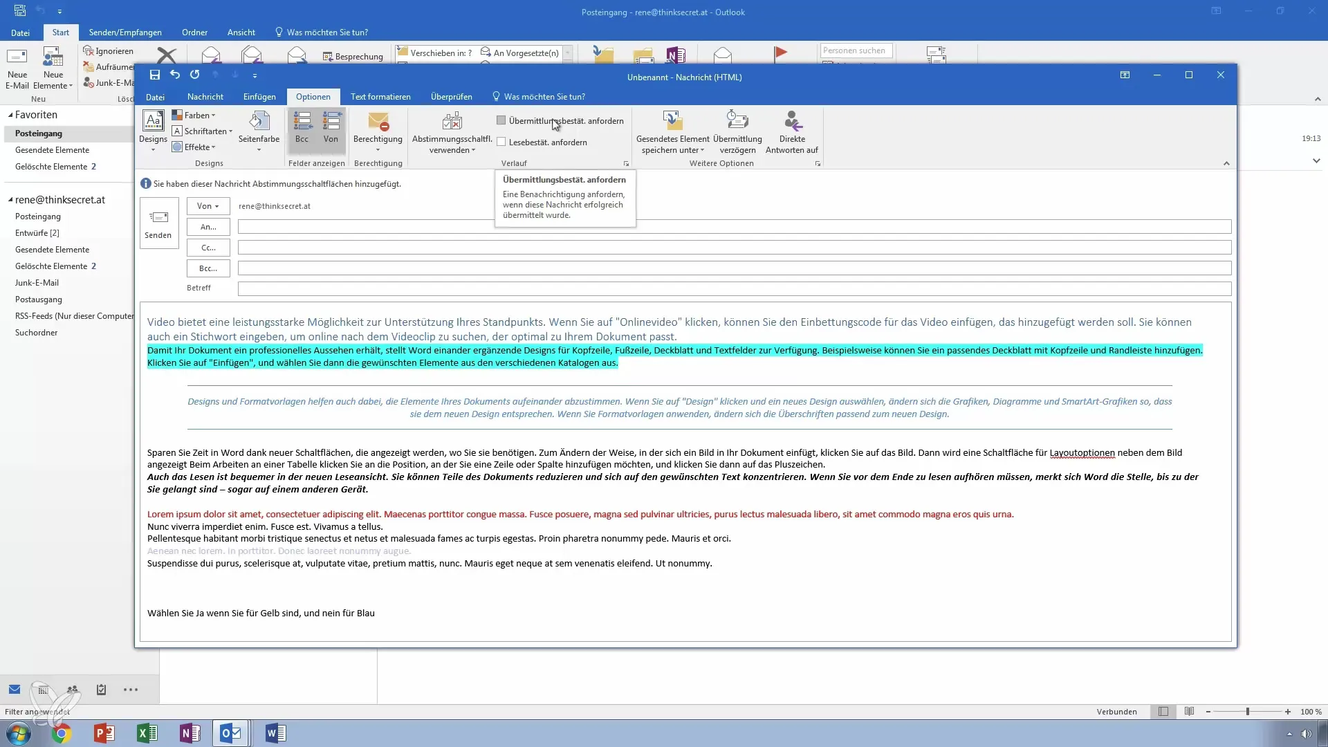 E-Mail design and advanced features in Outlook E-mail design and advanced features in Outlook