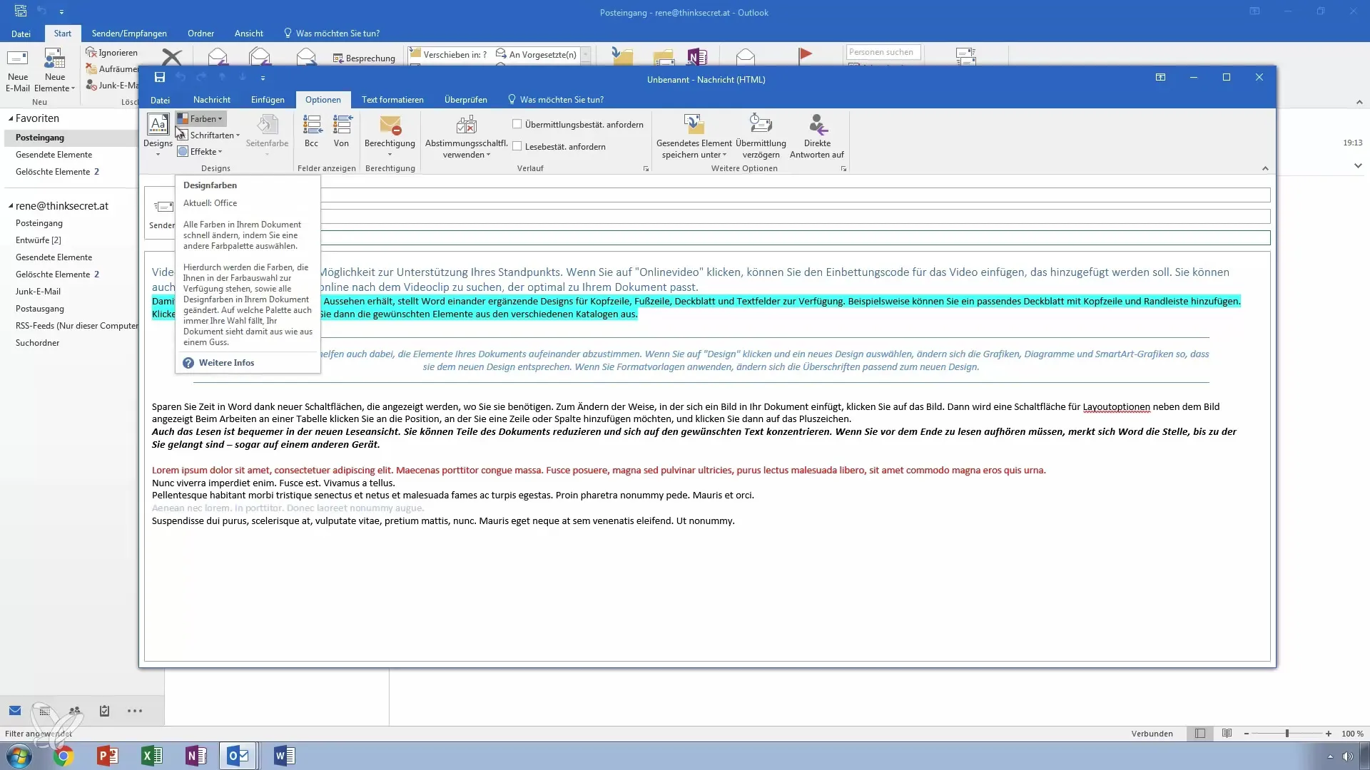E-Mail design and advanced features in Outlook E-mail design and extended features in Outlook