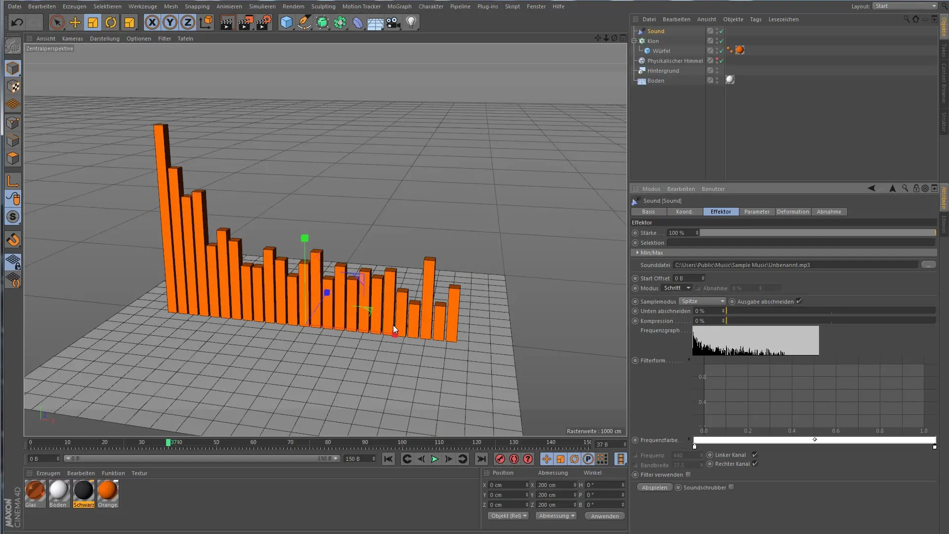 Klone dynamisch animieren mit Cinema 4D Sound-Effektor Klone dynamisch animieren mit Cinema 4D Sound-Effektor