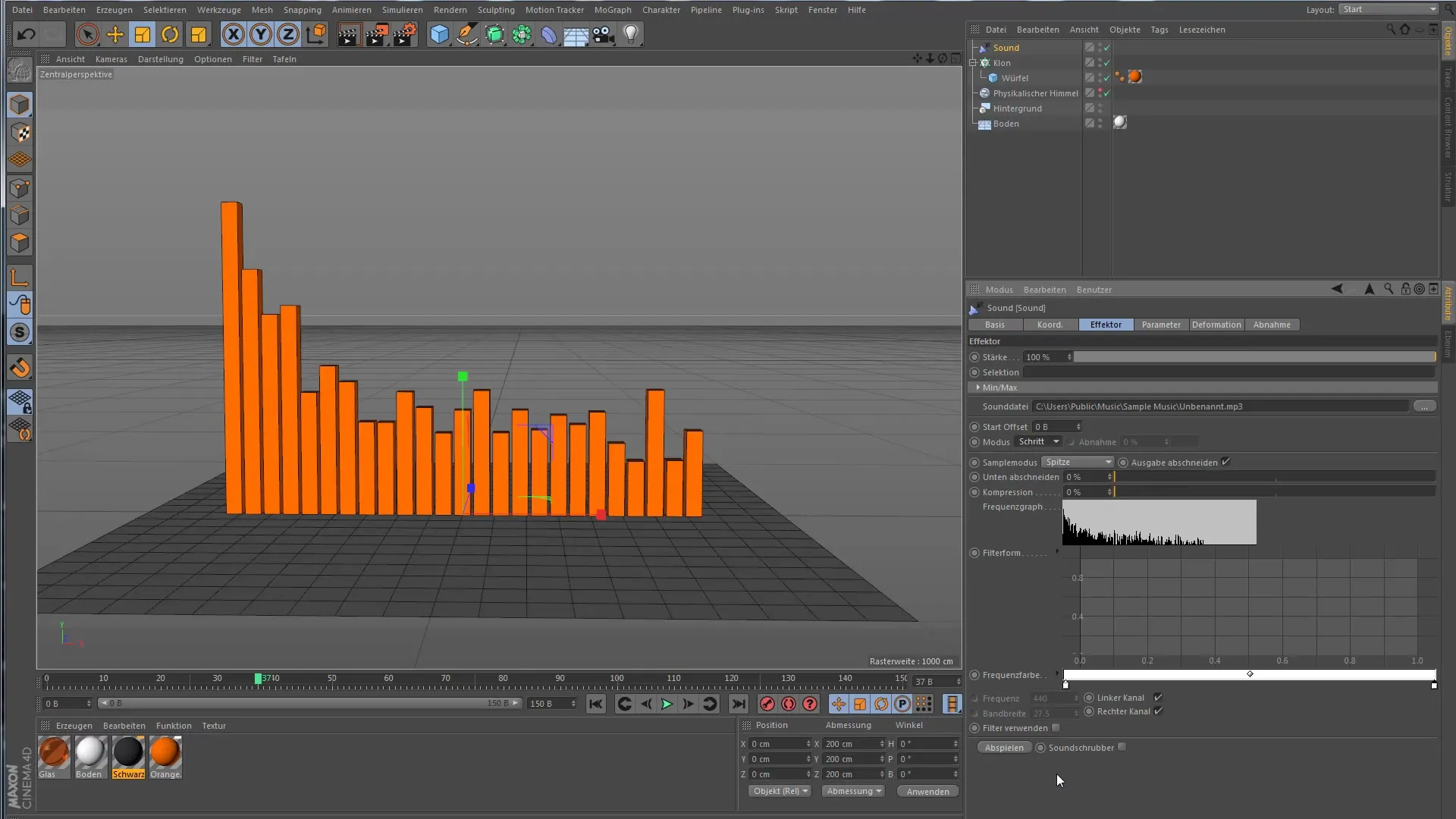 Klone dynamisch animieren mit Cinema 4D Sound-Effektor Klone dynamisch animieren mit Cinema 4D Sound-Effektor