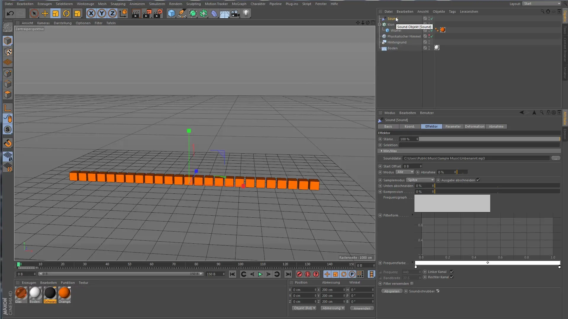 Klone dynamisch animieren mit Cinema 4D Sound-Effektor Klone dynamisch animieren mit Cinema 4D Sound-Effektor
