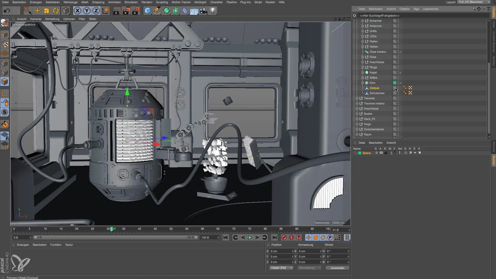 Raumstation modellieren in Cinema 4D - Tipps für die Ebenennutzung Raumstation modellieren in Cinema 4D - Tipps für die Ebenennutzung