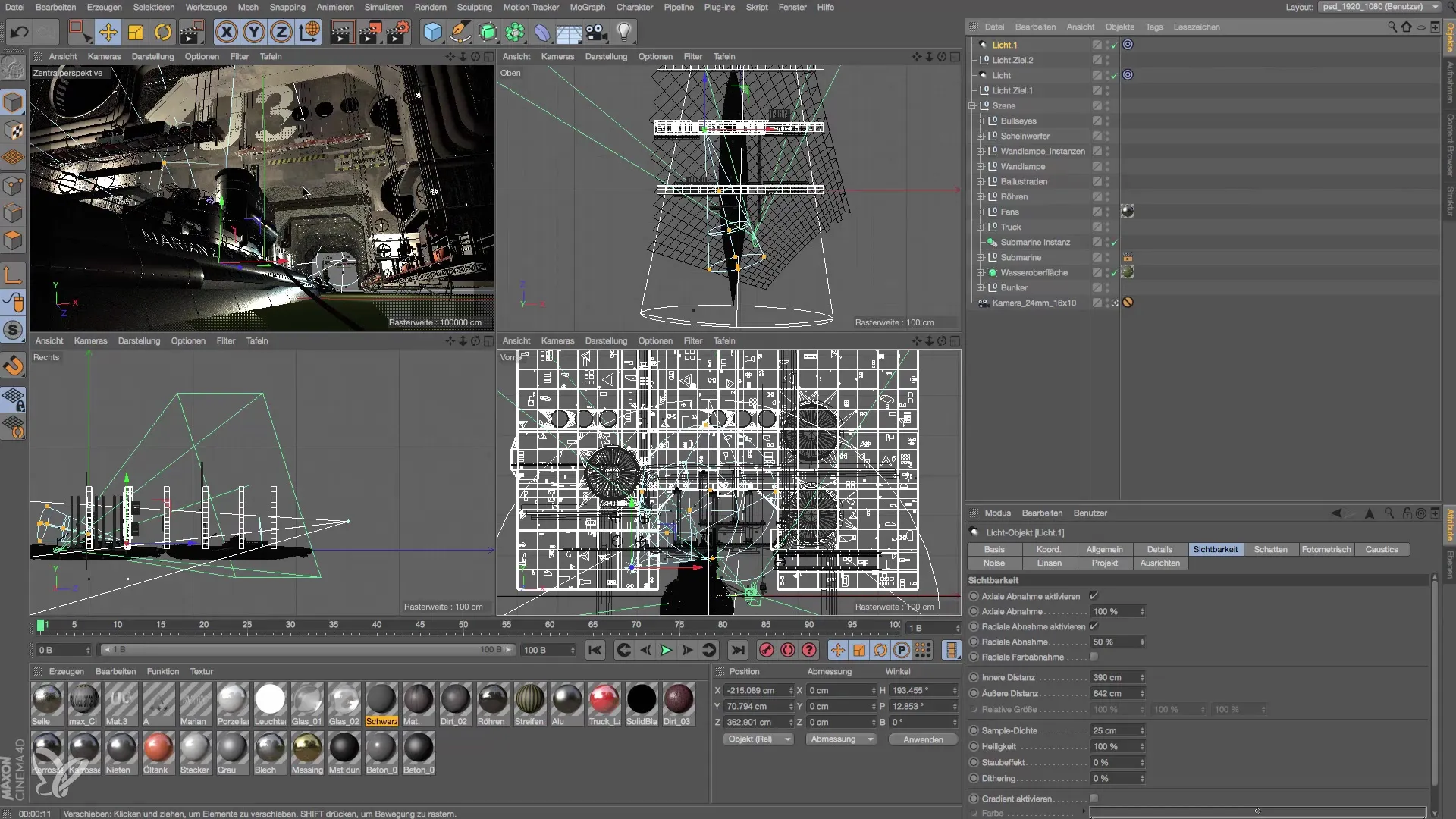 Ajustar eficazmente la luz de tira en Cinema 4D Ajustar eficazmente la luz de rayo en Cinema 4D