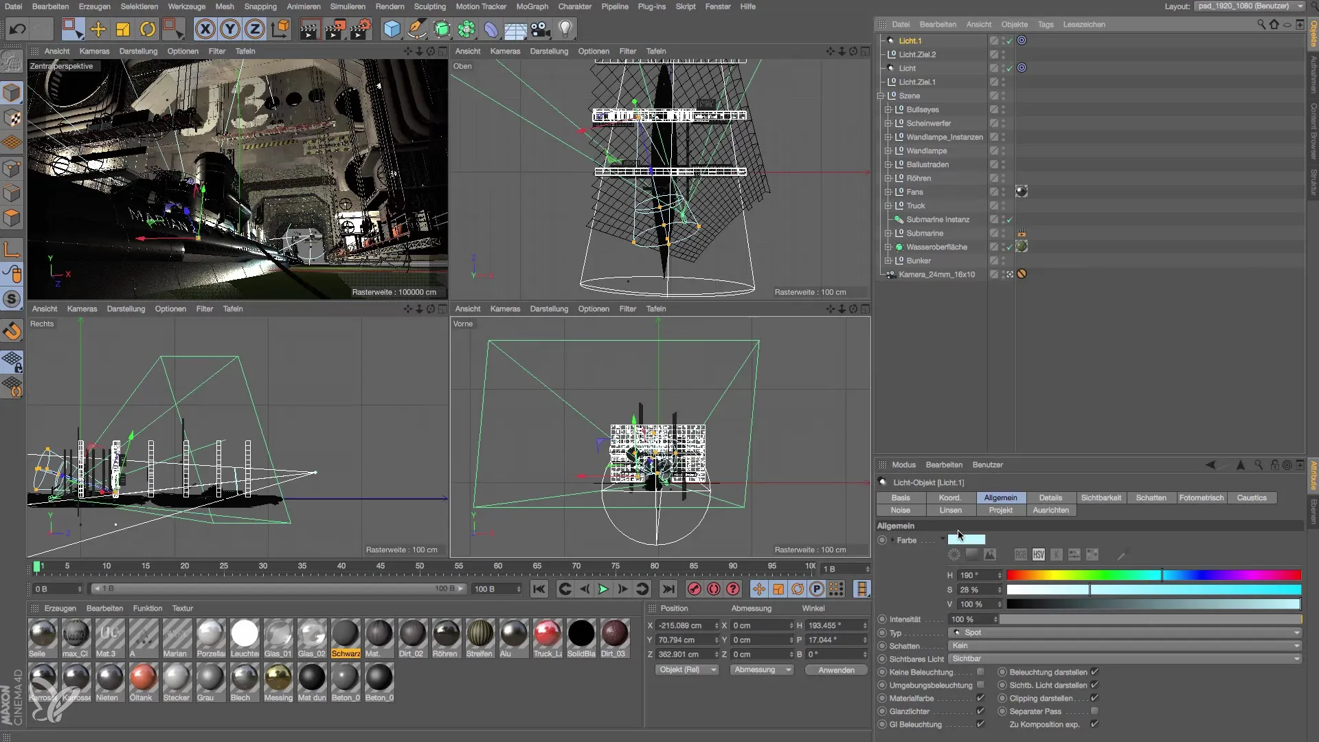 Ajustar eficazmente la luz de área en Cinema 4D Ajustar la luz de tiro de manera efectiva en Cinema 4D