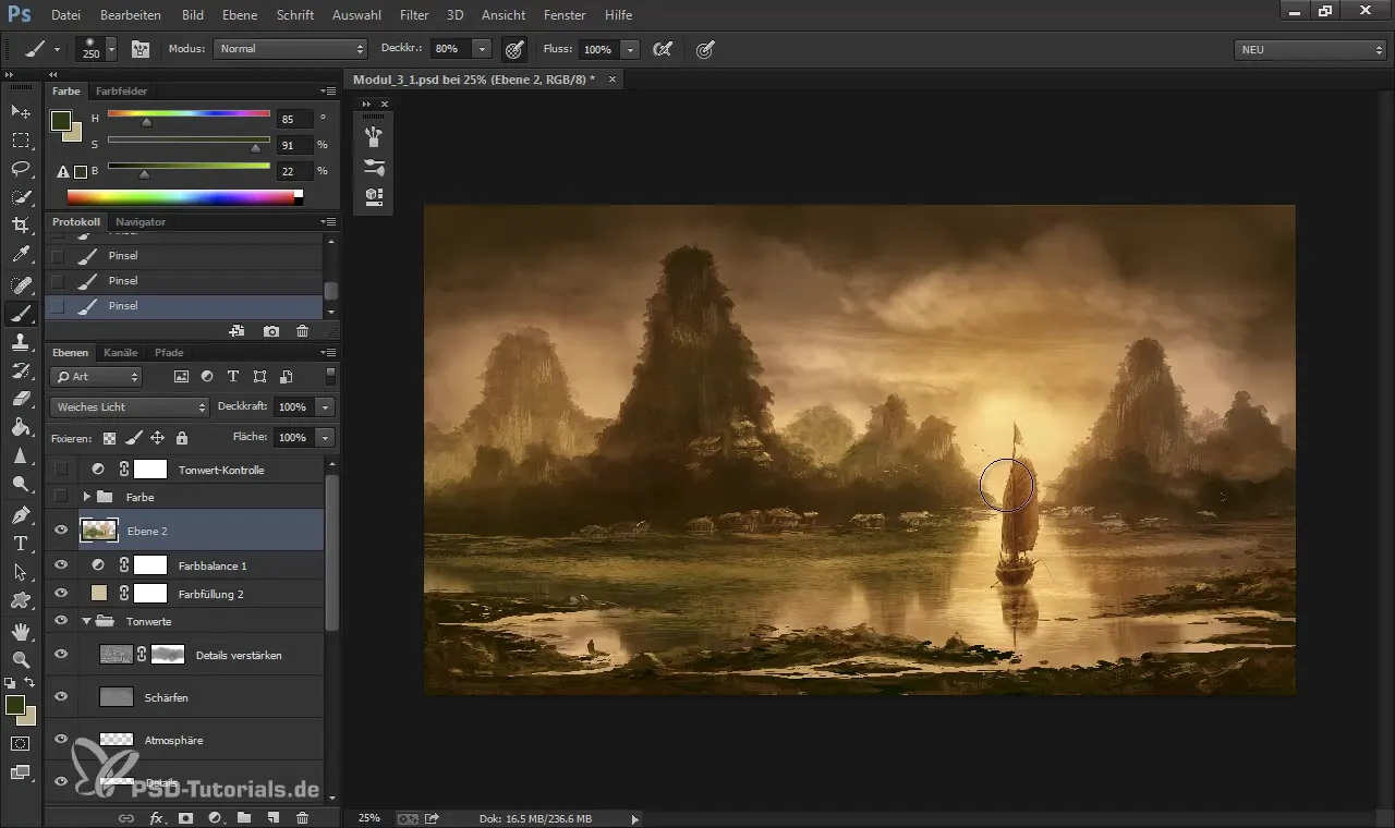 Color wash in digital painting – Coloring tonal values Color wash in digital painting – Tinting values