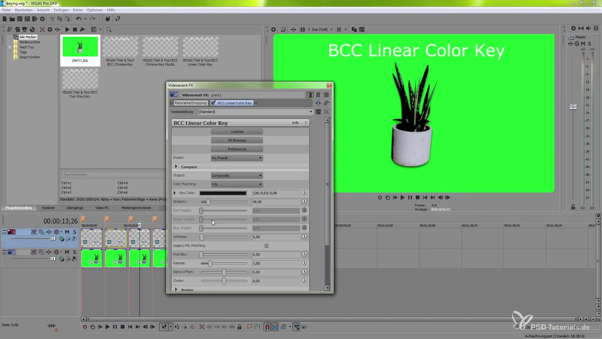 Técnicas de keying en VEGAS Pro 14 – Entender los complementos BCC eficientes Técnicas de clave en VEGAS Pro 14 – Comprender los complementos BCC de manera eficiente