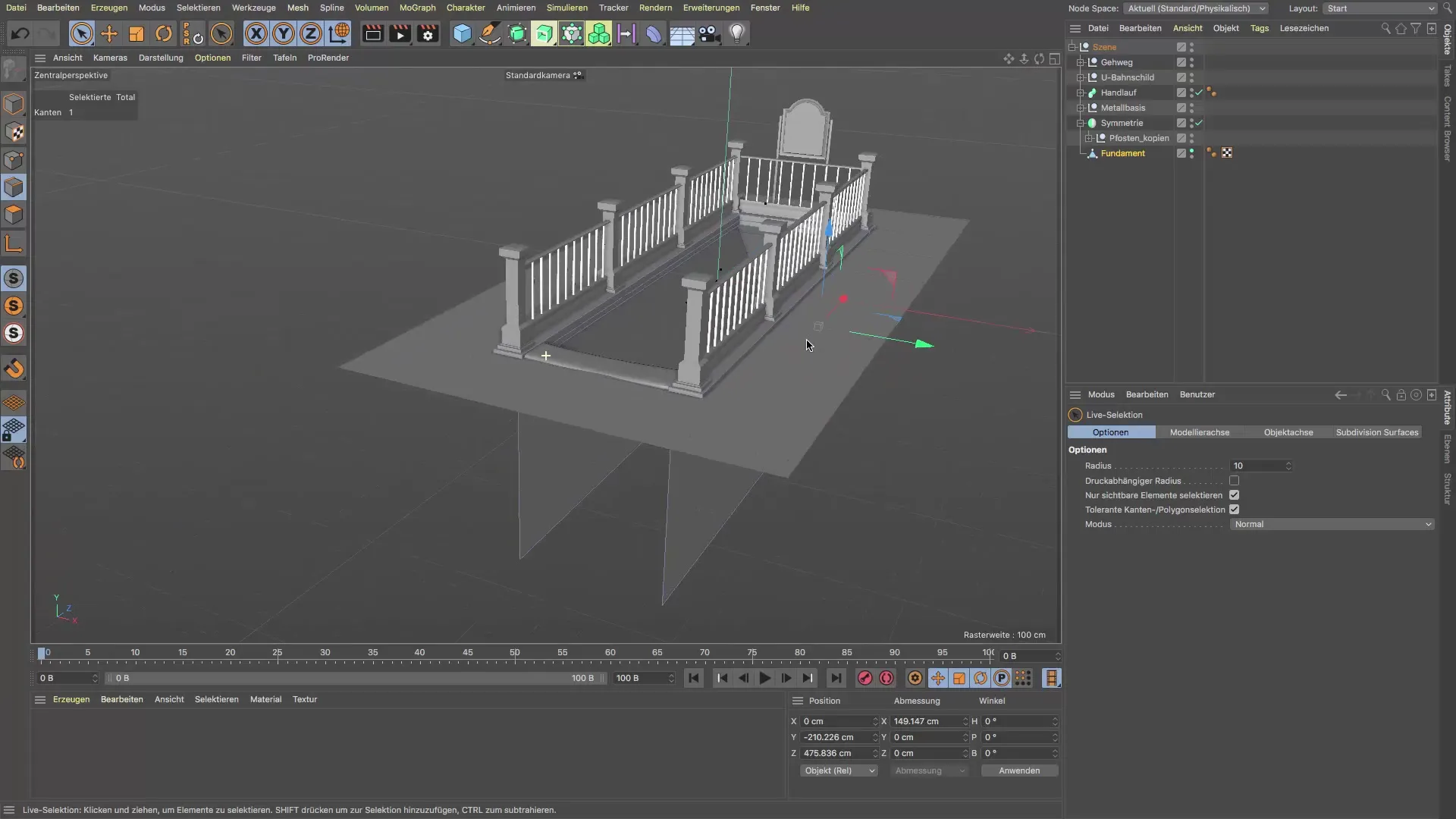 Diseñar paredes en Cinema 4D para bajadas de escaleras Crear paredes en Cinema 4D para escaleras