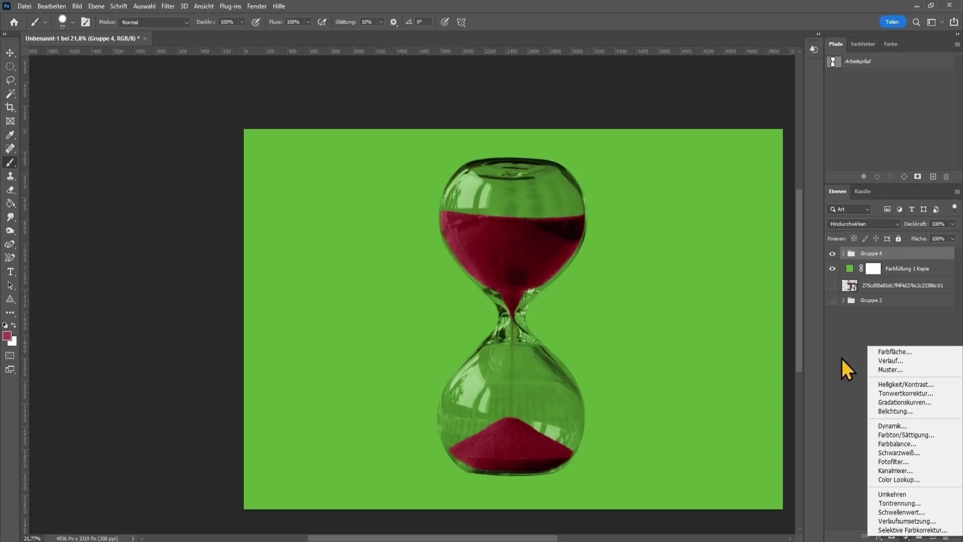 Effektiv udklipning af glas i Photoshop