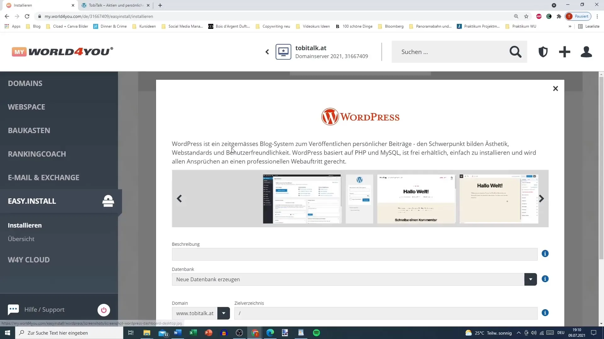 WordPressi installatsioon Easy Installiga WordPressi paigaldamine Easy Installiga