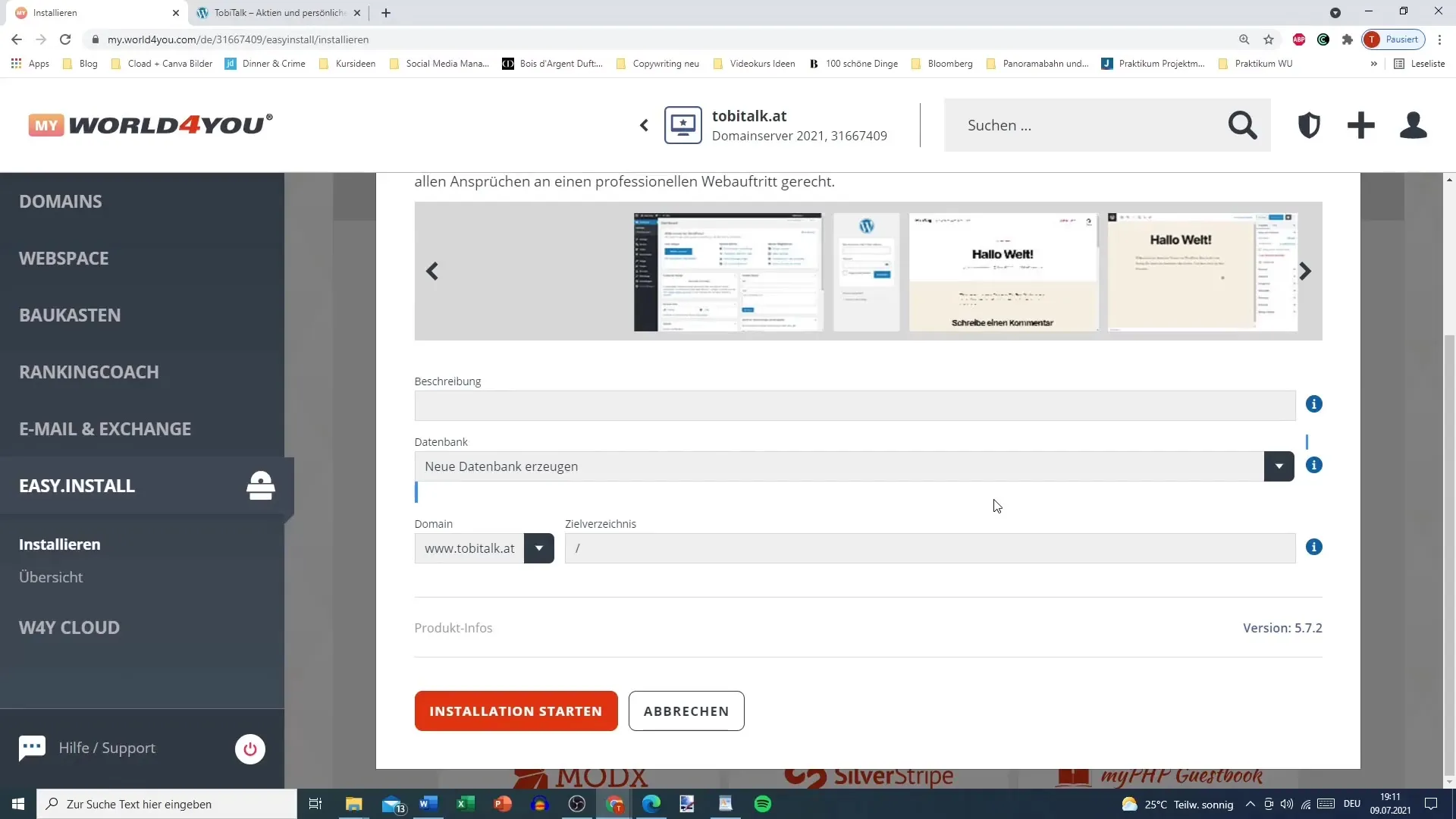 WordPressi installatsioon Easy Installiga WordPressi installatsioon Easy Installiga