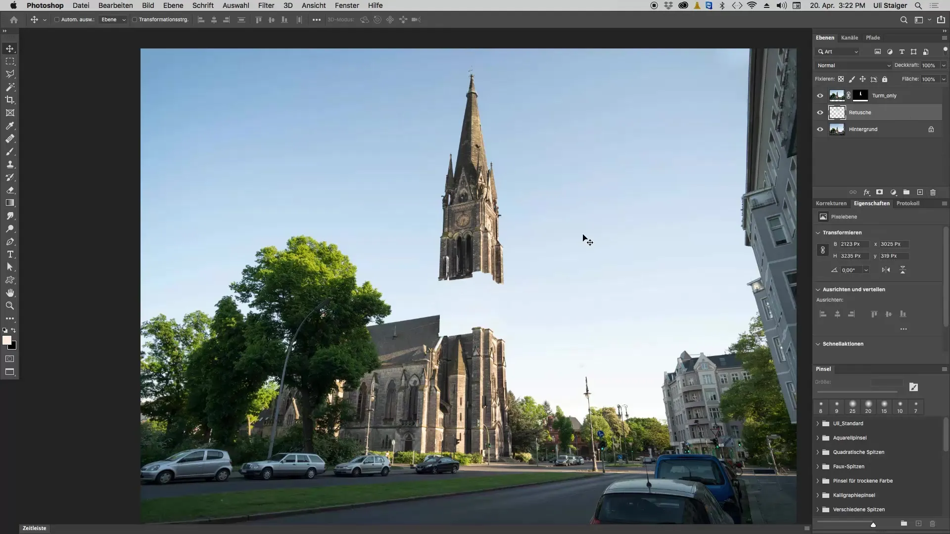 Unterboden des Kirchturms in Photoshop gestalten Unterboden des Kirchturms in Photoshop gestalten