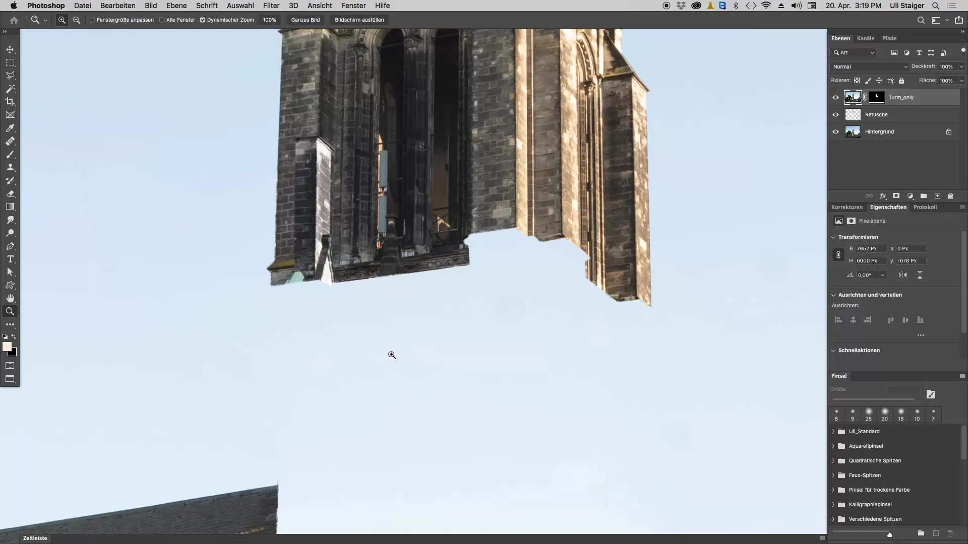 Unterboden des Kirchturms in Photoshop gestalten Unterboden des Kirchturms in Photoshop gestalten