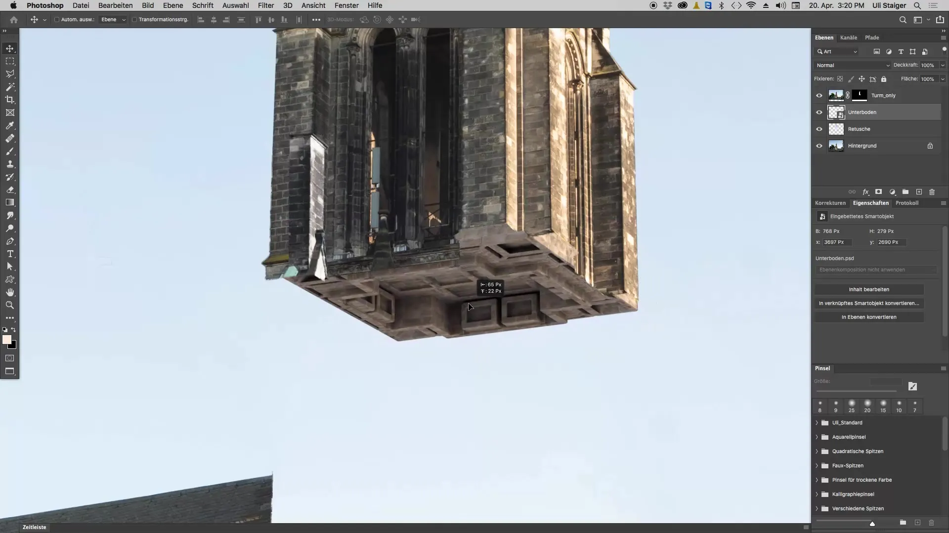 Unterboden des Kirchturms in Photoshop gestalten Unterboden des Kirchturms in Photoshop gestalten