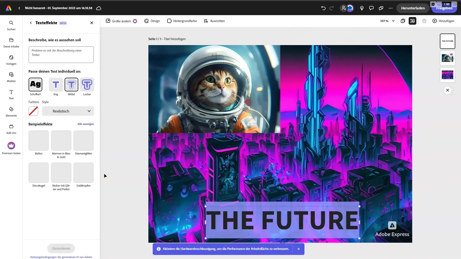 Design creativ cu Adobe Firefly în Adobe Express