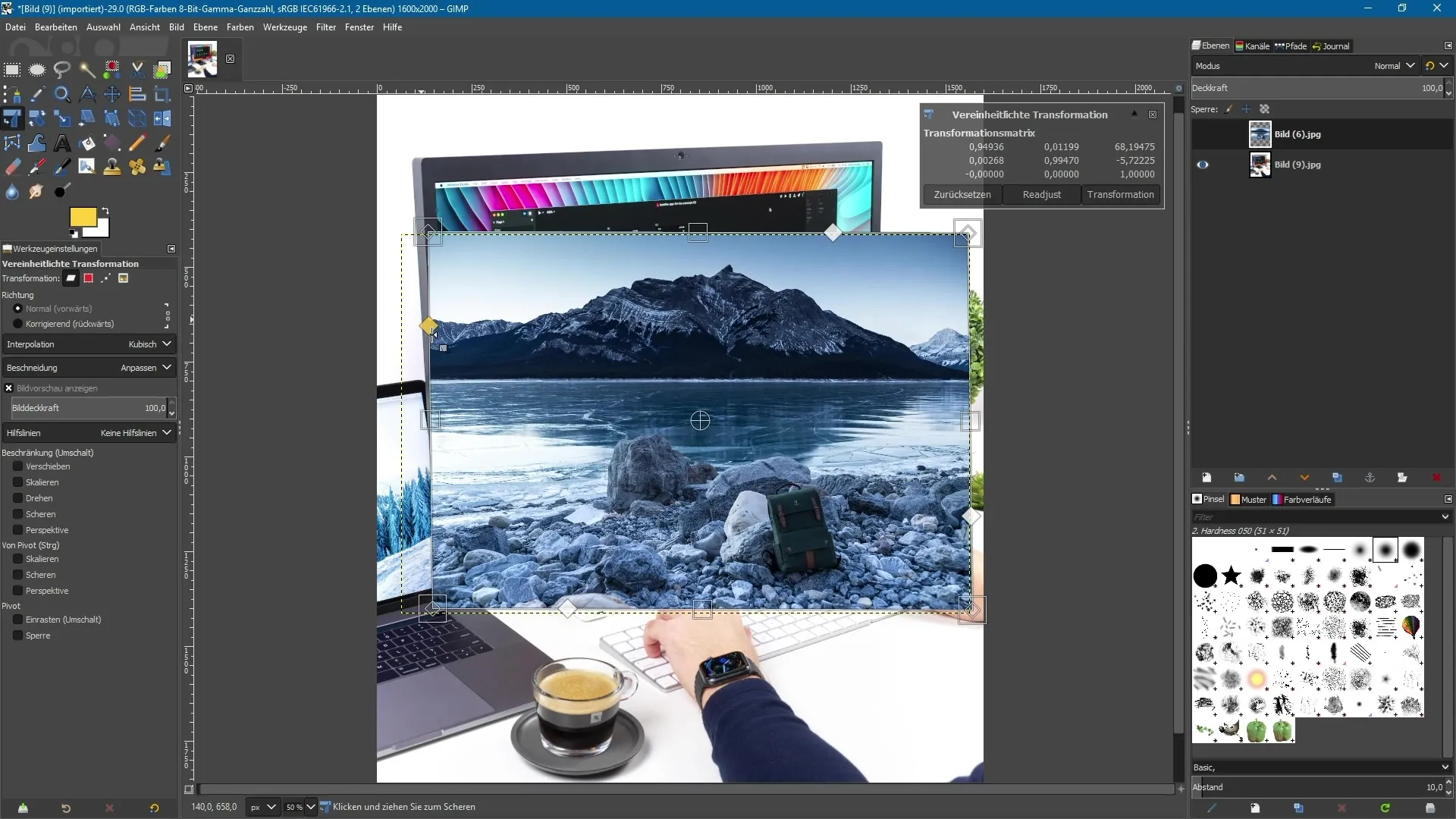 GIMP 2.10: Herramienta de transformación unificada en detalle GIMP 2.10: Herramienta de transformación unificada en detalle
