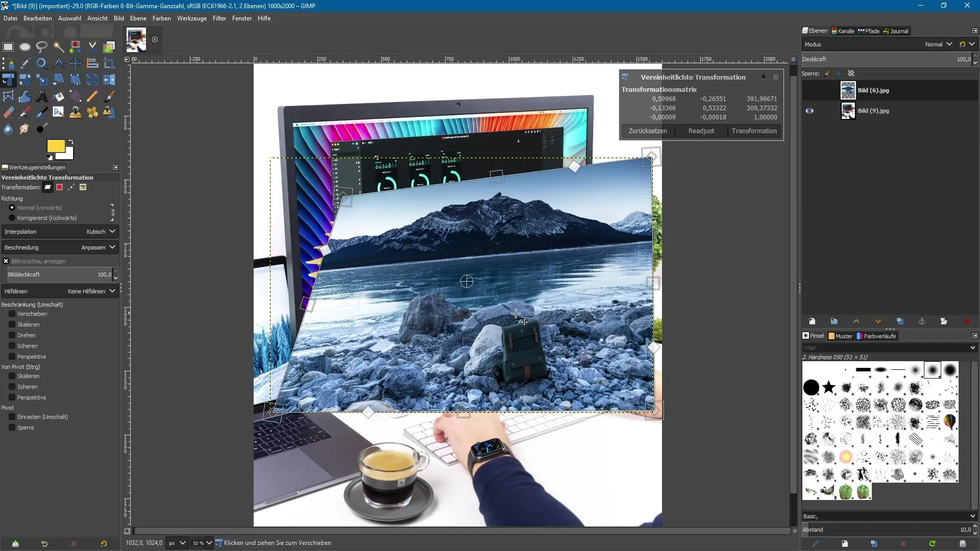 GIMP 2.10: Herramienta de transformación unificada en detalle GIMP 2.10: Herramienta de transformación unificada en detalle