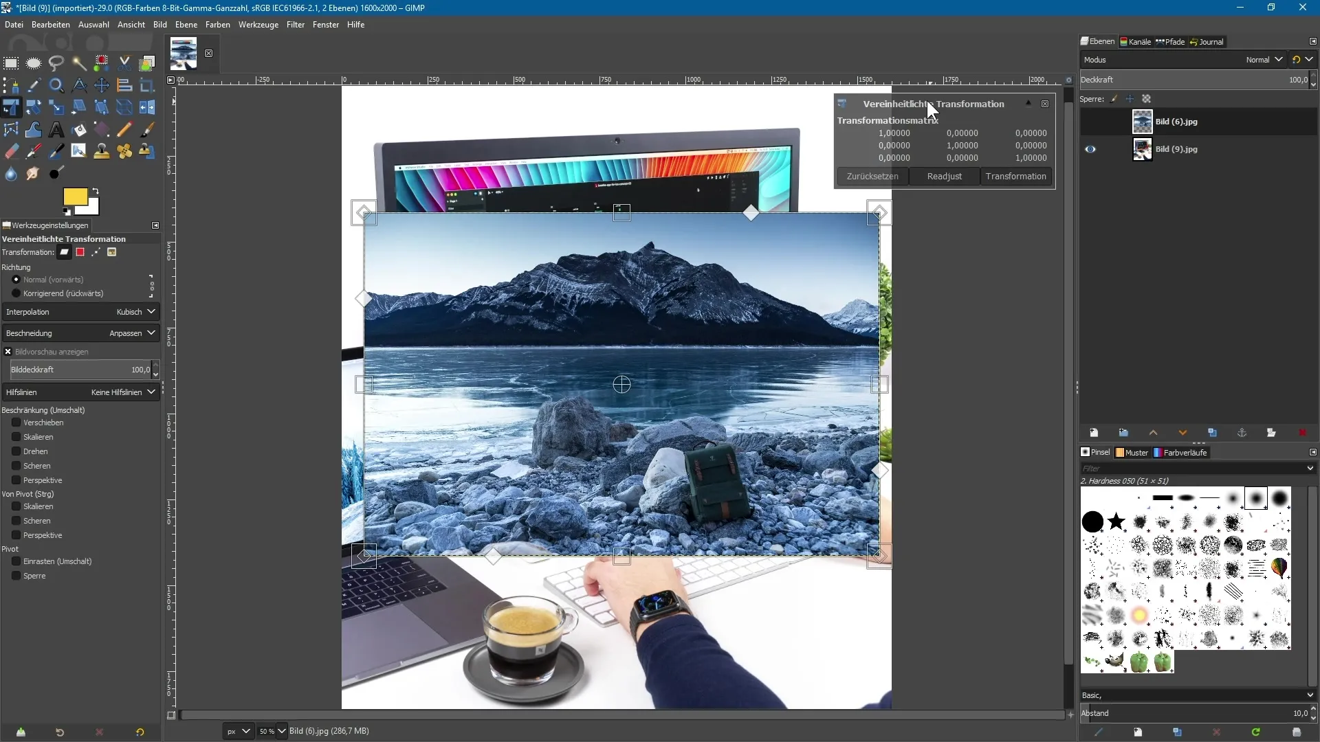 GIMP 2.10: Herramienta de transformación unificada en detalle GIMP 2.10: Herramienta de transformación unificada en detalle