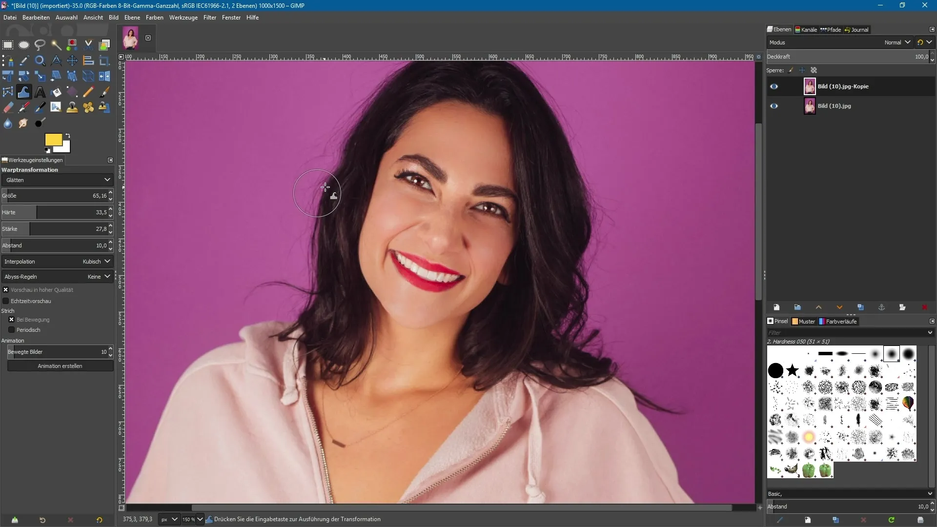 Transformación Warp en GIMP 2.10 – Guía paso a paso Transformación de deformación en GIMP 2.10 - Guía paso a paso