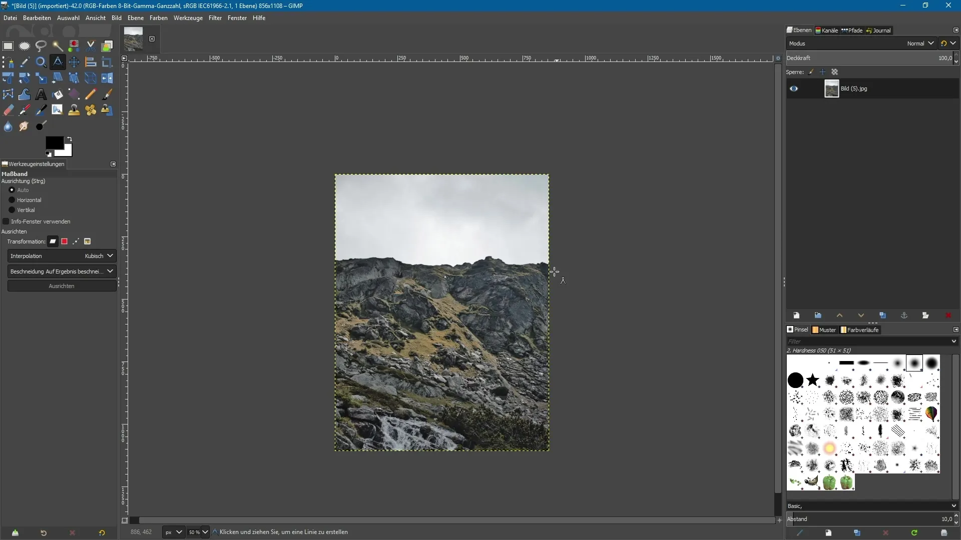 Nivelar el horizonte con GIMP 2.10 - Herramienta de regla explicado fácilmente Rectificar el horizonte con GIMP 2.10 – Herramienta de cinta métrica explicada fácilmente