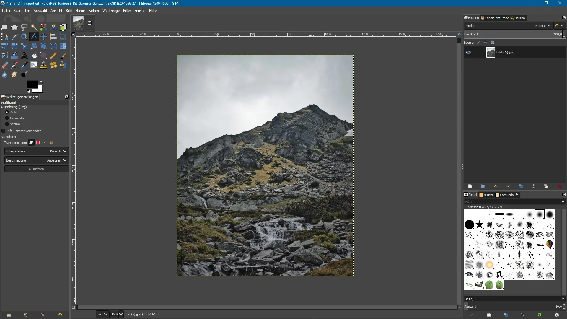 Nivelar el horizonte con GIMP 2.10: Explicación sencilla de la herramienta de regla Ajustar el horizonte con GIMP 2.10 - Herramienta de regla explicada fácilmente