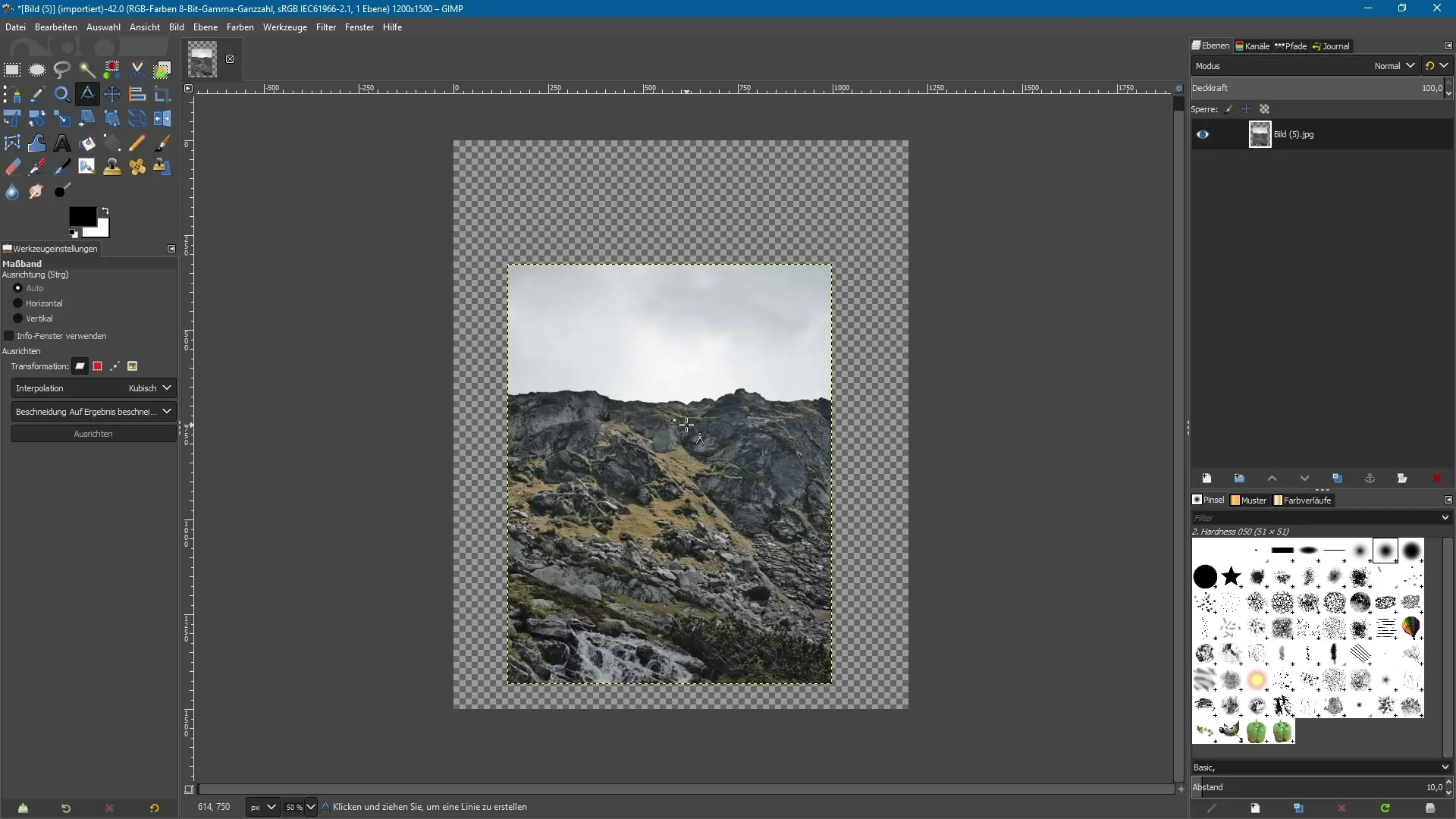 Ajustar el horizonte con GIMP 2.10 – Explicación sencilla de la herramienta de regla Ajustar el horizonte con GIMP 2.10 - Herramienta de regla explicada fácilmente