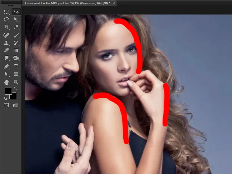 Photoshop composing - Fire and ice - Part 02: Creating contours in preparation for the fire