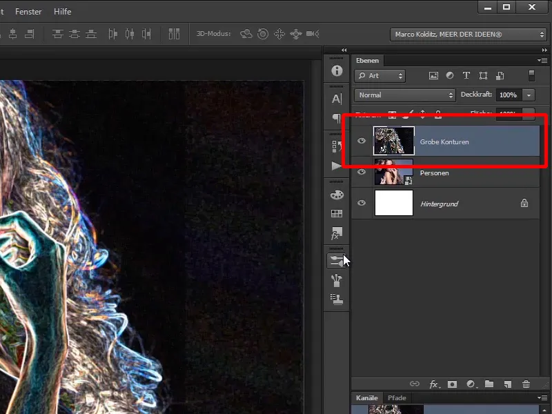 Tvorba v Photoshopu - Oheň a led - Část 02: Vytváření obrysů jako příprava na oheň. Photoshop-Komponieren - oheň a led - Část 02: Vytvoření obrysů pro přípravu ohně.
