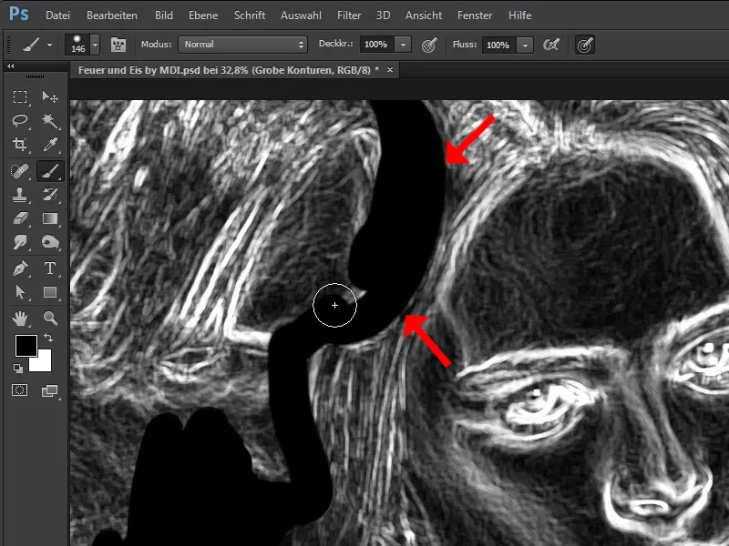 Photoshop composing - Fire and ice - Part 02: Creating contours in preparation for the fire
