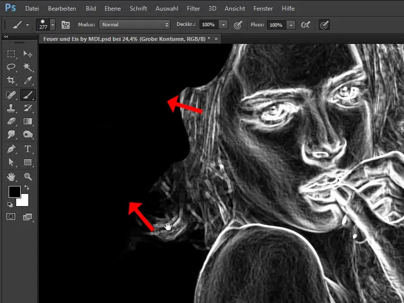 Photoshop composing - Fire and ice - Part 02: Creating contours in preparation for the fire