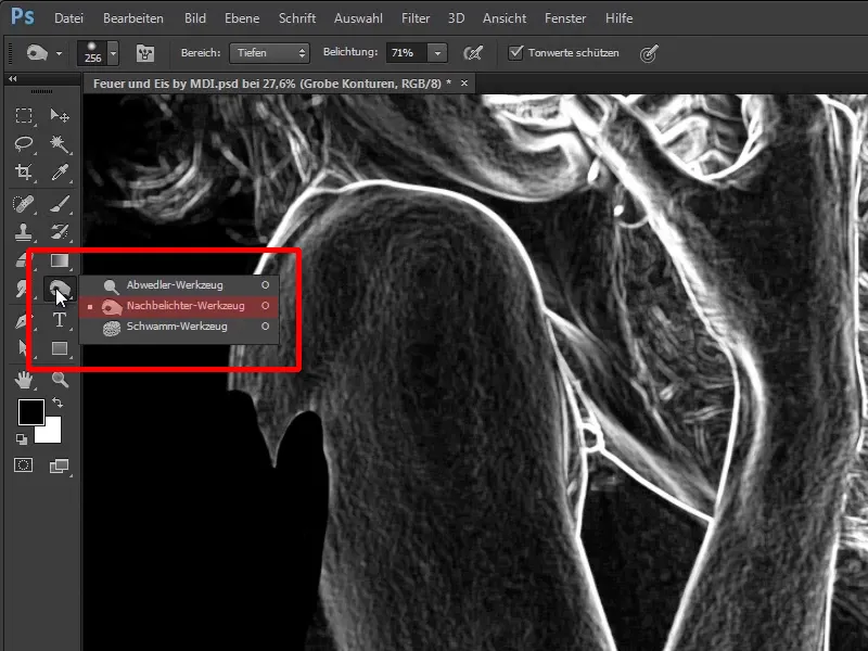 Photoshop composing - Fire and ice - Part 02: Creating contours in preparation for the fire