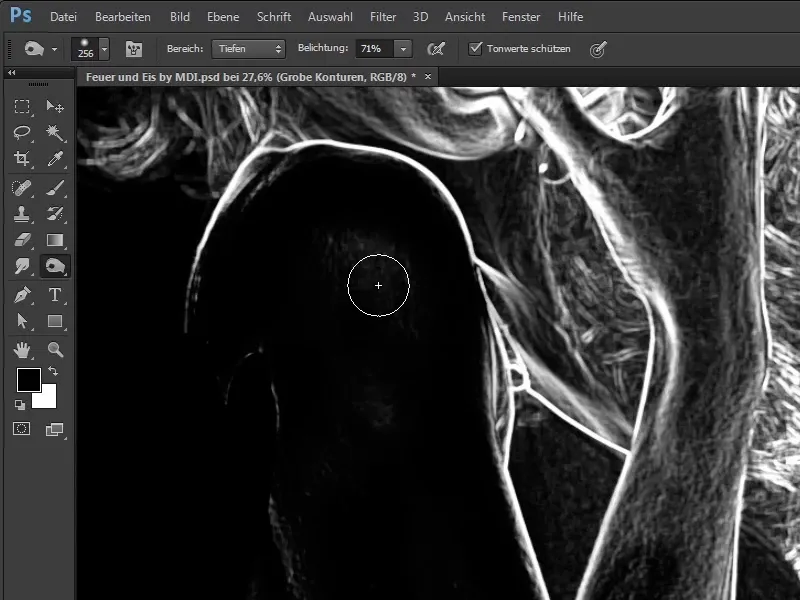 Photoshop composing - Fire and ice - Part 02: Creating contours in preparation for the fire