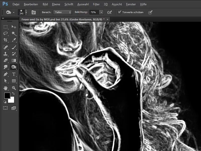 Photoshop jungimas - ugnies ir ledo - 02 dalis: Kontūrų kūrimas ruošiantis ugniai. Photoshop komponavimas - ugnis ir ledas - 02 dalis: Apibrėžti kontūrus ruošiantis ugniai.