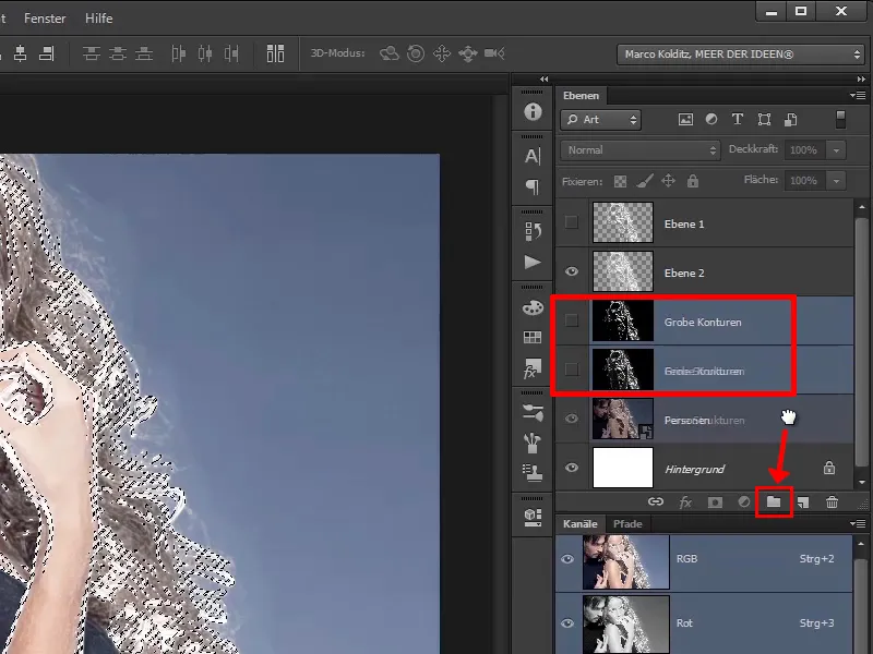 Photoshop composing - Fire and ice - Part 02: Creating contours in preparation for the fire