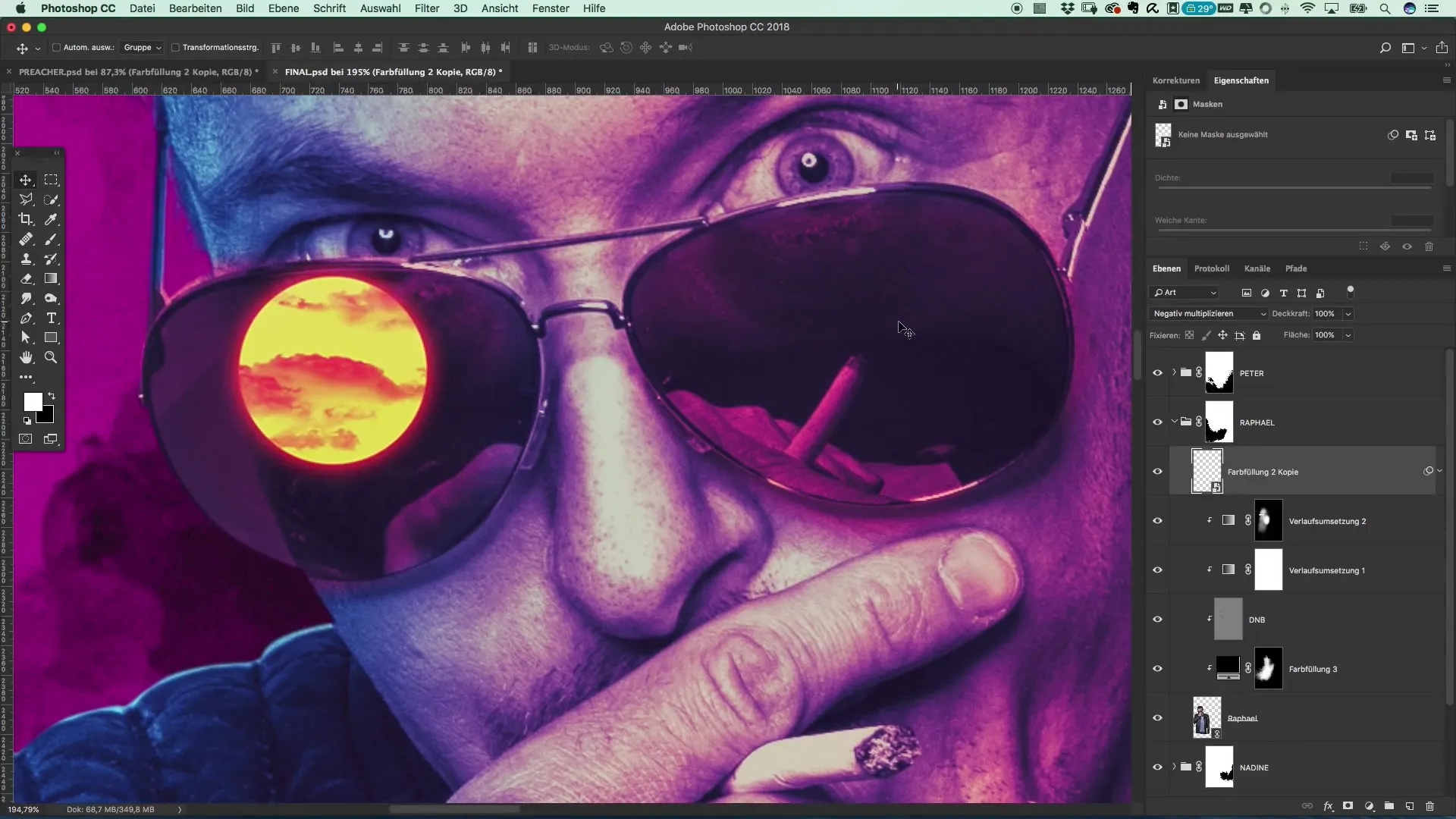 Filmplakat Design – Spiegelung in der Brille Effekte Filmplakat Design – Spiegelung in der Brille Effekte